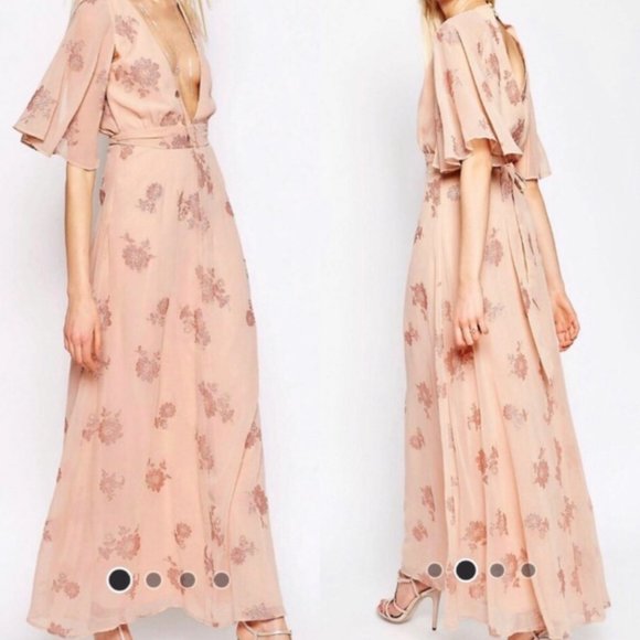 ASOS Dresses & Skirts - NWT ASOS Blush Flutter Sleeve Lurex Maxi Dress 4